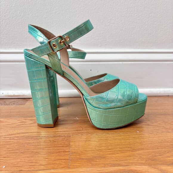 Stuart Weitzman Ryder 95 Platform Sandals Capri Ice Block Heel - Picture 2 of 9